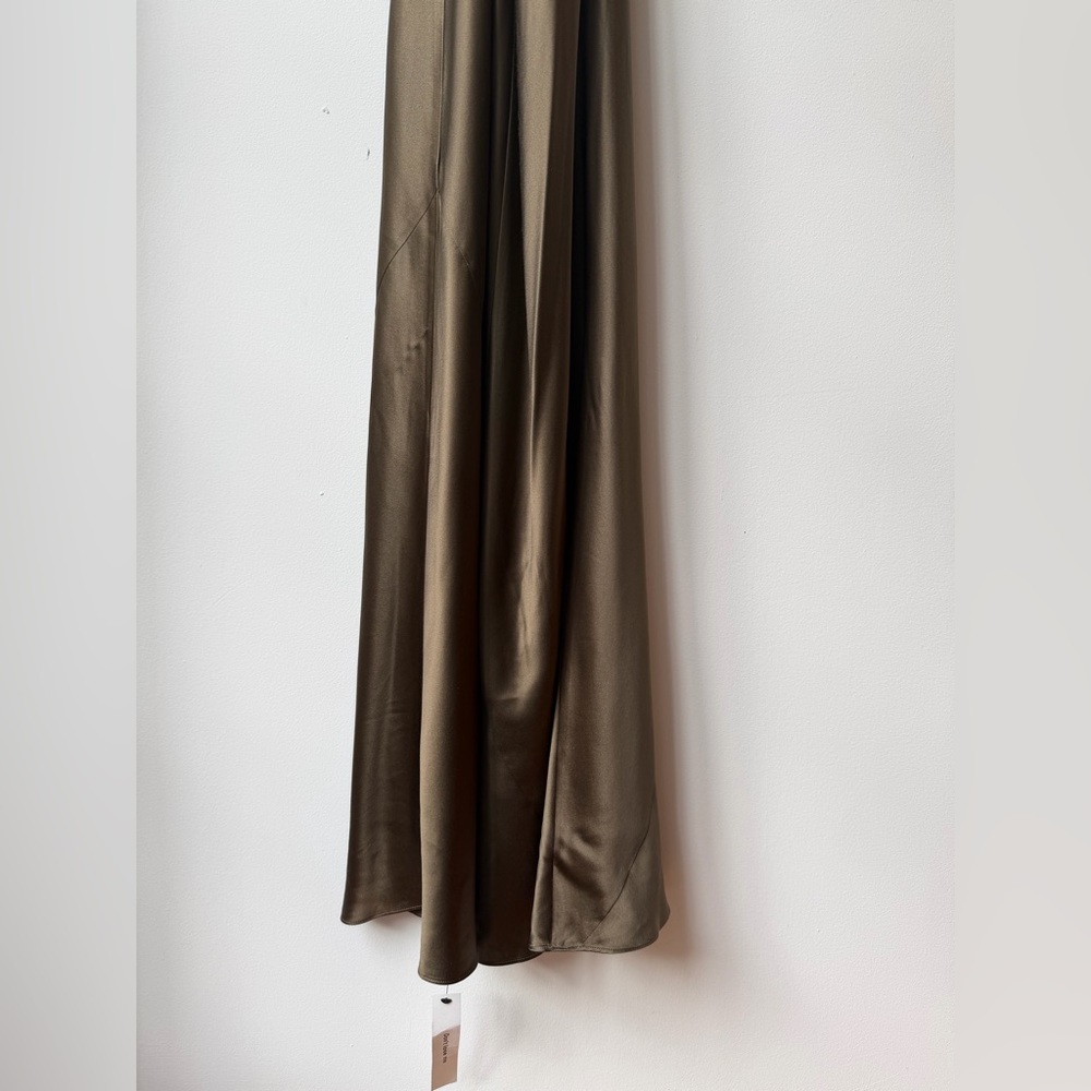NEW NWT Reformation Morel Brown Anaiis Silk Dress High Neck Open Back Maxi - Picture 9 of 12